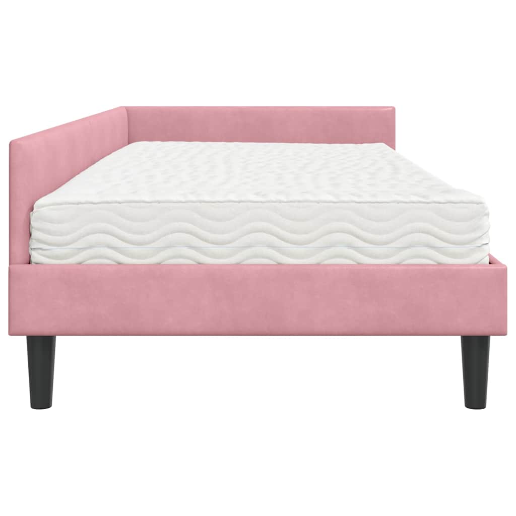 Hoekbedframe met Matras Anders 2 pcs Grijs Fluweel – afbeelding 8