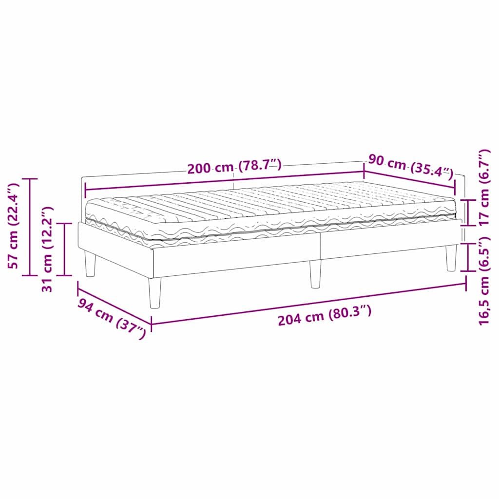 Hoekbedframe met Matras Anders 2 pcs Groen Fluweel – afbeelding 12