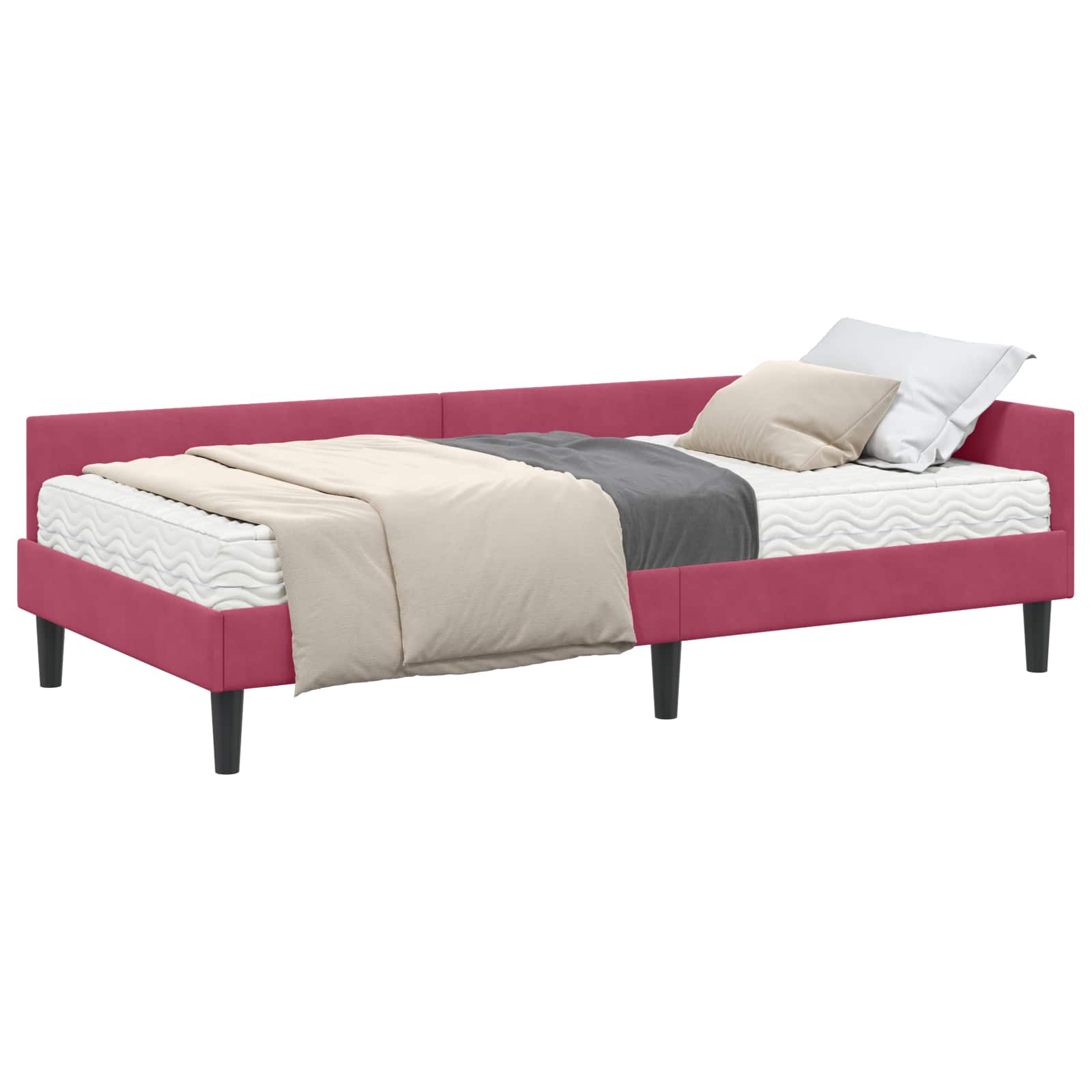 Hoekbedframe met Matras Anders 2 pcs Groen Fluweel – afbeelding 2