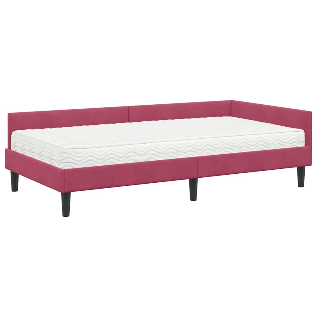 Hoekbedframe met Matras Anders 2 pcs Groen Fluweel – afbeelding 4