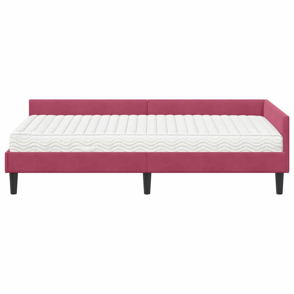 Hoekbedframe met Matras Anders 2 pcs Groen Fluweel – afbeelding 5