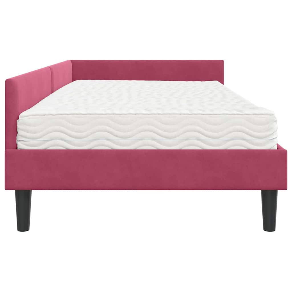 Hoekbedframe met Matras Anders 2 pcs Groen Fluweel – afbeelding 8