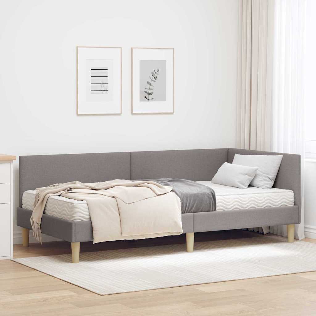 Hoekbedframe met Matras Anders met hoofdeinde 2 st Taupe Stof – afbeelding 1