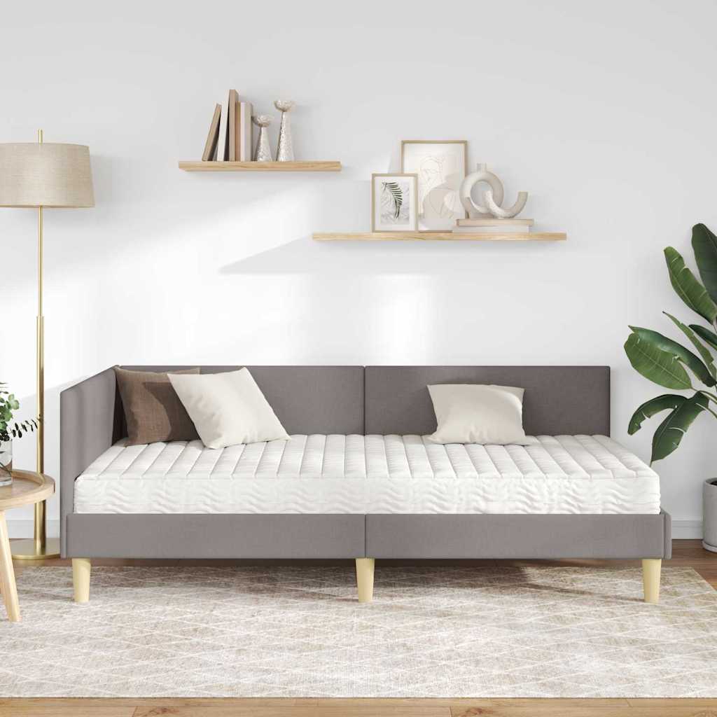 Hoekbedframe met Matras Anders met hoofdeinde 2 pcs Taupe Stof – afbeelding 3