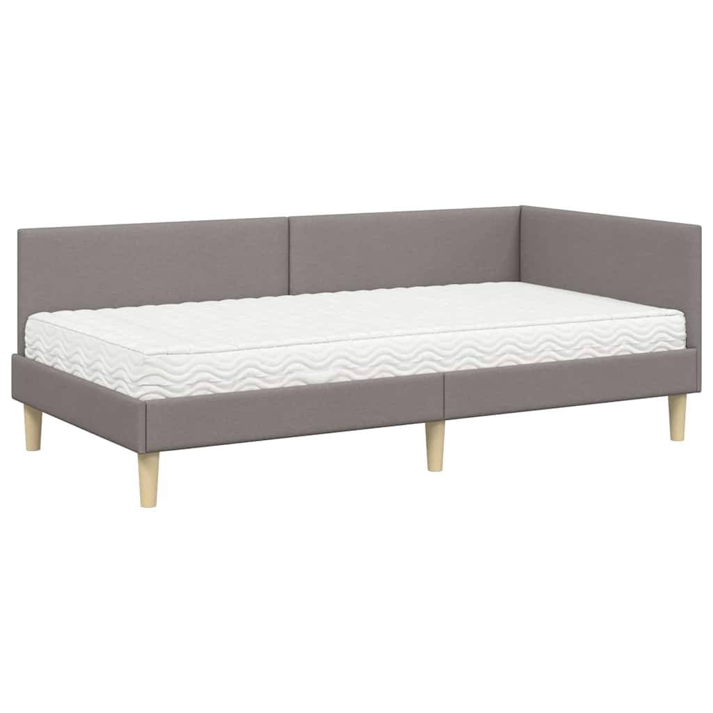 Hoekbedframe met Matras Anders met hoofdeinde 2 pcs Taupe Stof – afbeelding 4