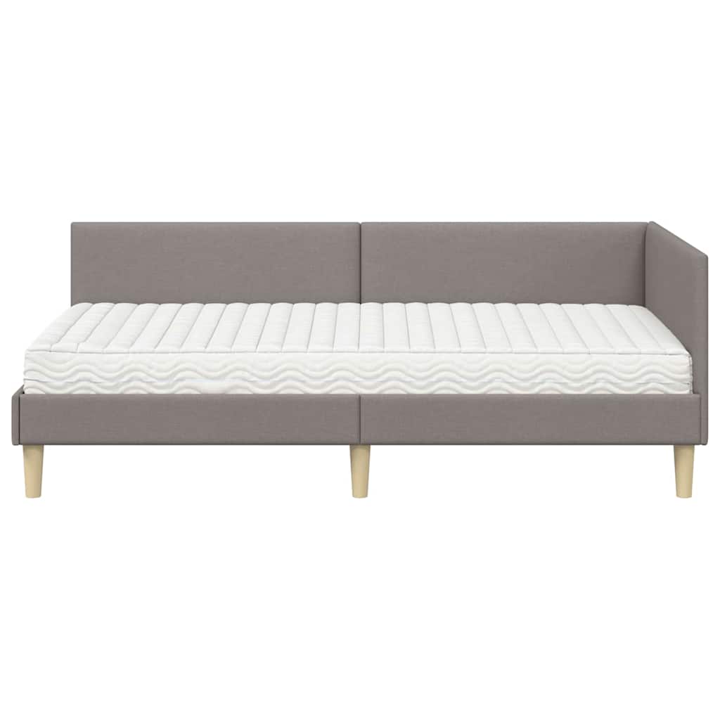 Hoekbedframe met Matras Anders met hoofdeinde 2 pcs Taupe Stof – afbeelding 5