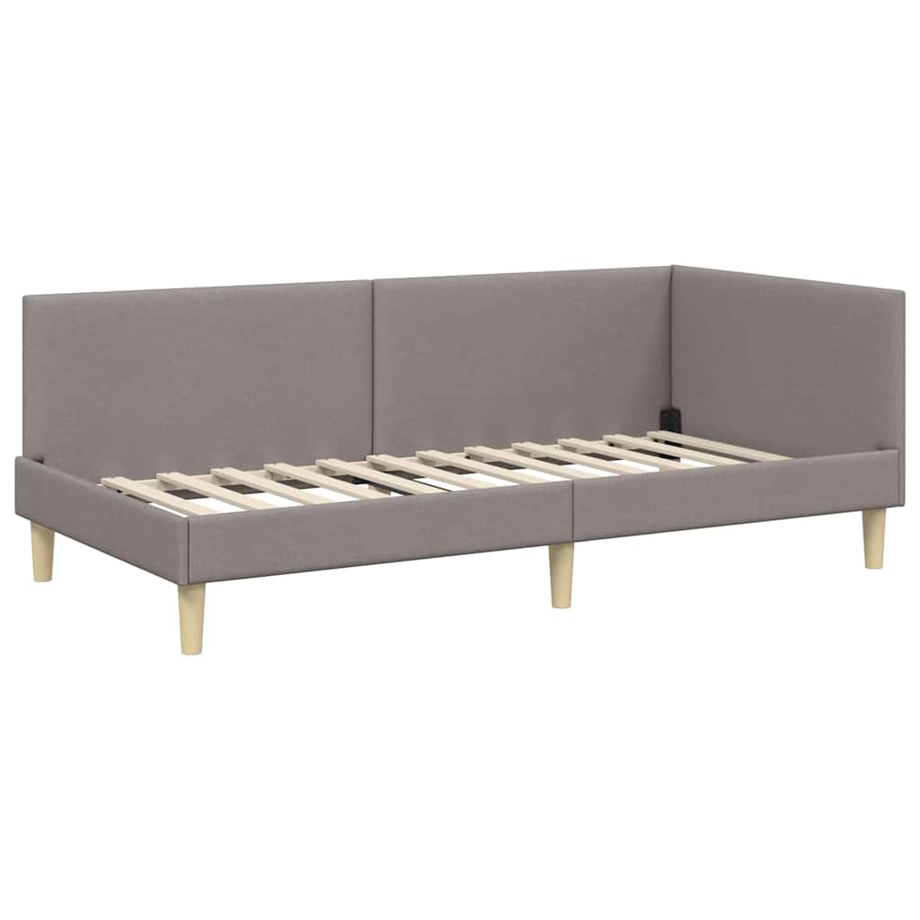 Hoekbedframe met Matras Anders met hoofdeinde 2 pcs Taupe Stof – afbeelding 6