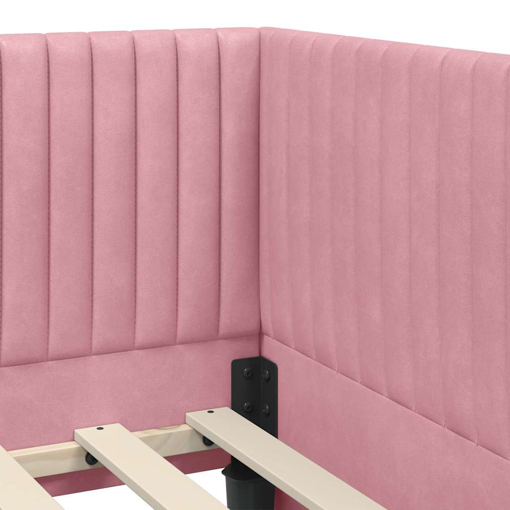 Hoekbedframe met Matras met hoofdeinde 2 pcs Grijs Fluweel – afbeelding 10