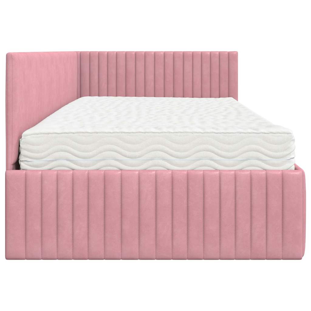 Hoekbedframe met Matras met hoofdeinde 2 pcs Grijs Fluweel – afbeelding 8