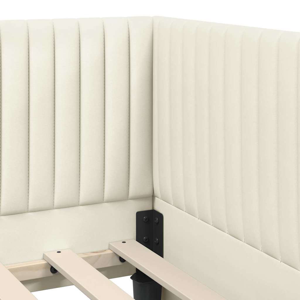 Hoekbedframe met Matras met hoofdeinde 2 pcs Crème Fluweel – afbeelding 10