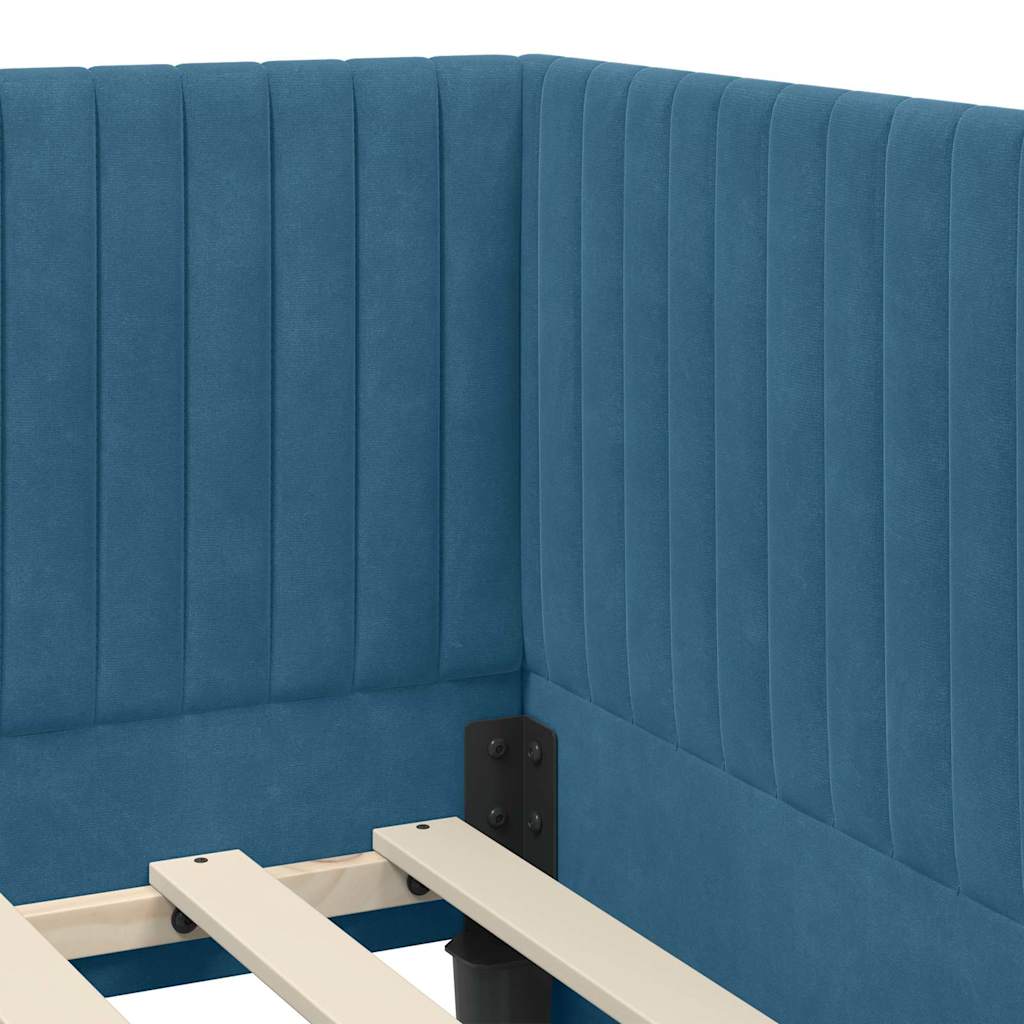Hoekbedframe met Matras met hoofdeinde 2 pcs Blauw Fluweel – afbeelding 10