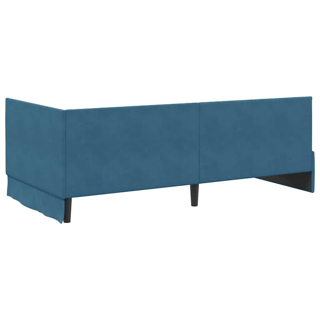 Hoekbedframe met Matras met hoofdeinde 2 pcs Blauw Fluweel – afbeelding 9