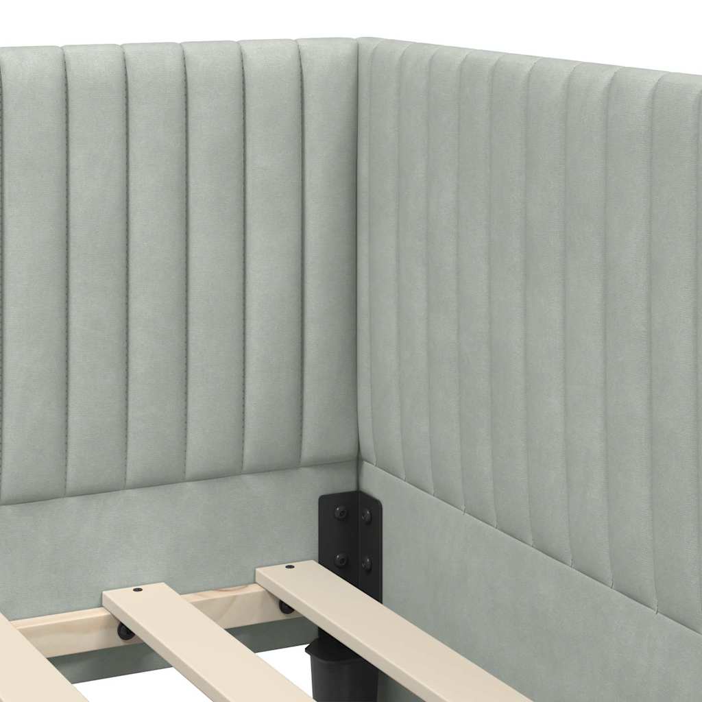 Hoekbedframe met Matras met hoofdeinde 2 pcs Lichtgrijs Fluweel – afbeelding 10