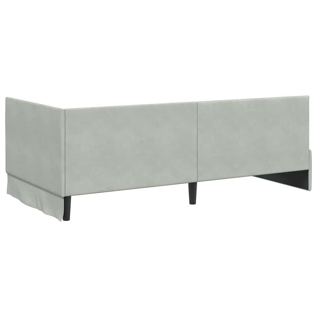 Hoekbedframe met Matras met hoofdeinde 2 pcs Lichtgrijs Fluweel – afbeelding 9