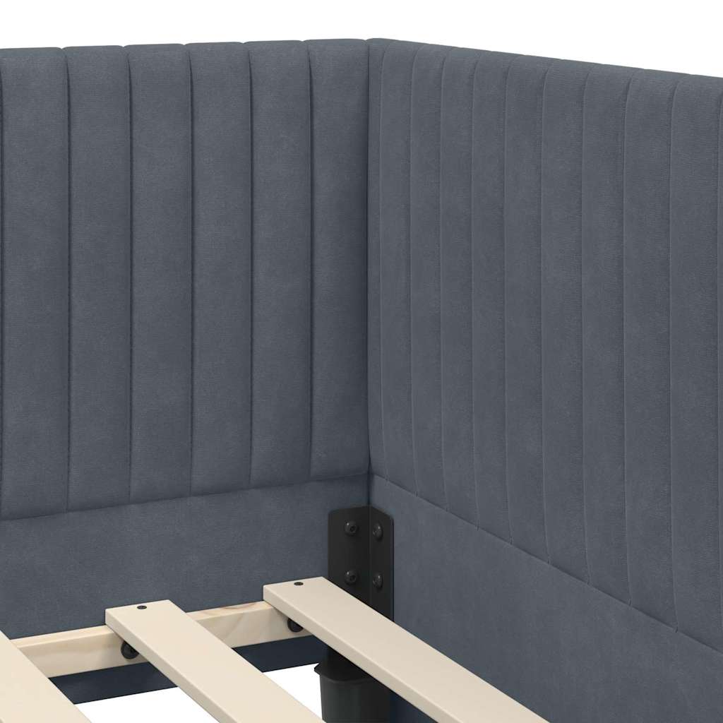 Hoekbedframe met Matras met hoofdeinde 2 pcs Grijs Fluweel – afbeelding 10