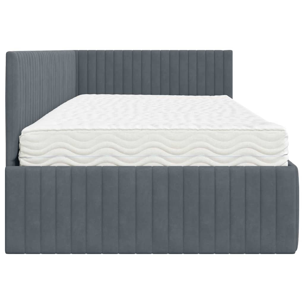 Hoekbedframe met Matras met hoofdeinde 2 pcs Grijs Fluweel – afbeelding 8