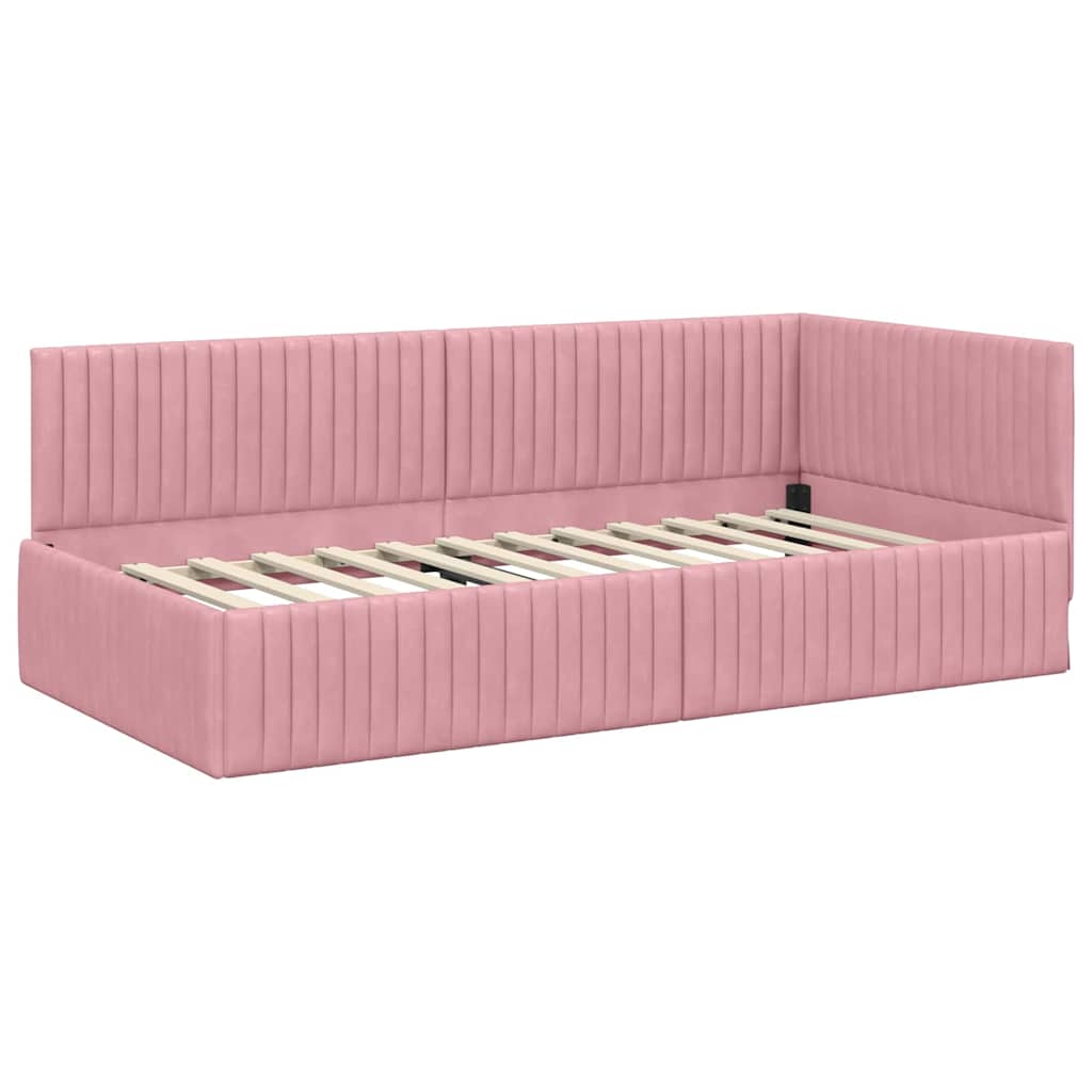 Hoekbedframe met Matras met hoofdeinde 2 pcs Grijs Fluweel – afbeelding 6