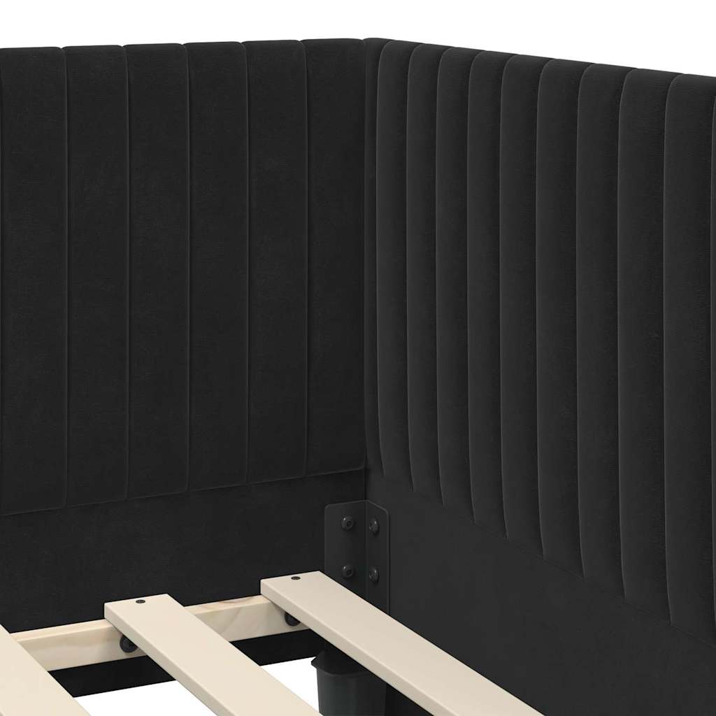 Hoekbedframe met Matras met hoofdeinde 2 pcs Zwart Fluweel – afbeelding 10
