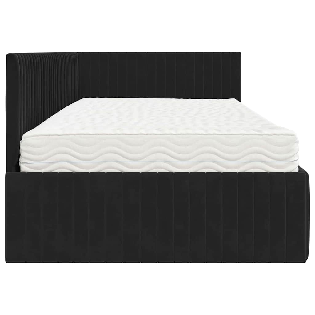 Hoekbedframe met Matras met hoofdeinde 2 pcs Zwart Fluweel – afbeelding 8