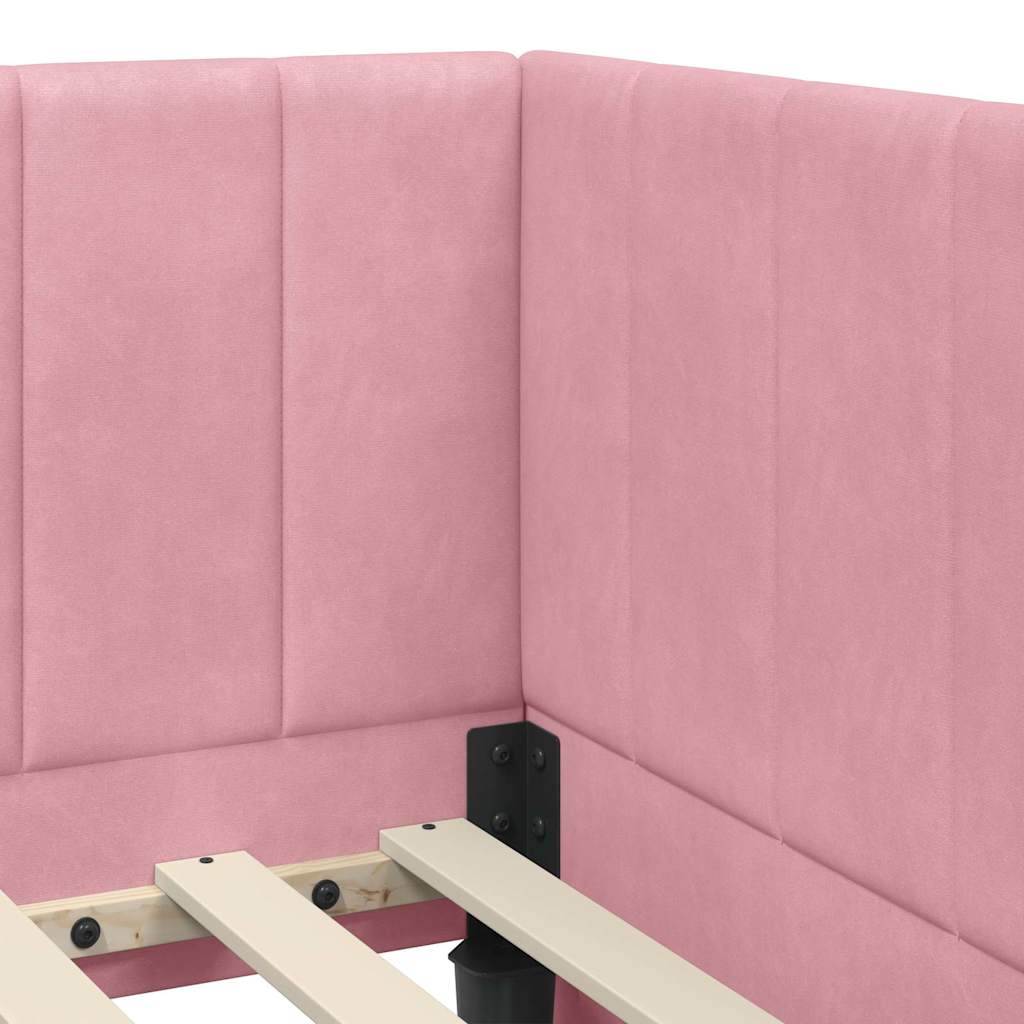 Hoekbedframe met Matras met matras 2 pcs Grijs Fluweel – afbeelding 10
