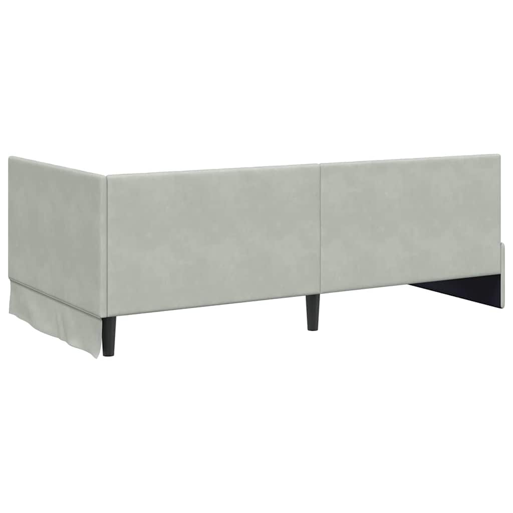 Hoekbedframe met Matras met hoofdeinde 2 pcs Lichtgrijs Fluweel – afbeelding 9