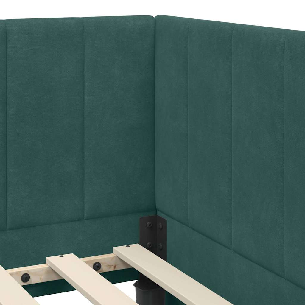 Hoekbedframe met Matras met hoofdeinde 2 pcs Groen Fluweel – afbeelding 10