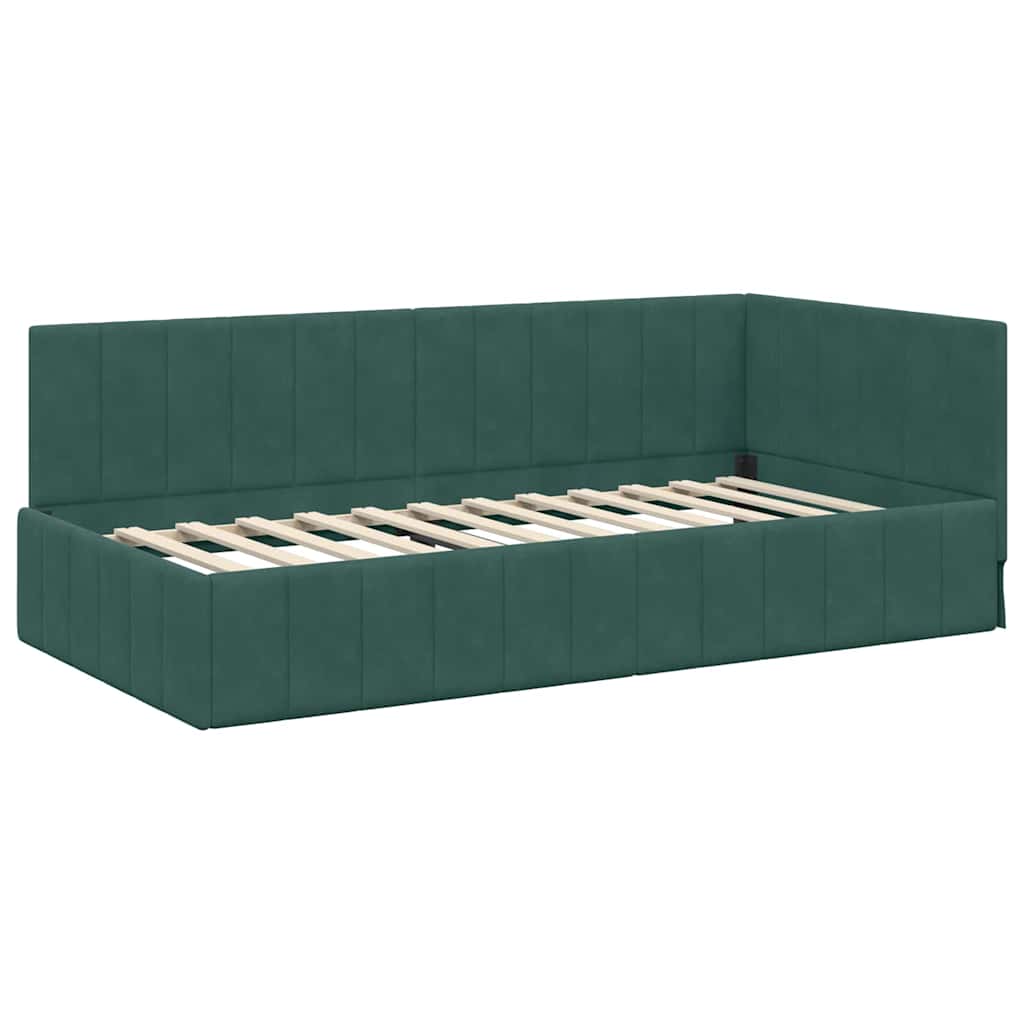 Hoekbedframe met Matras met hoofdeinde 2 pcs Groen Fluweel – afbeelding 6