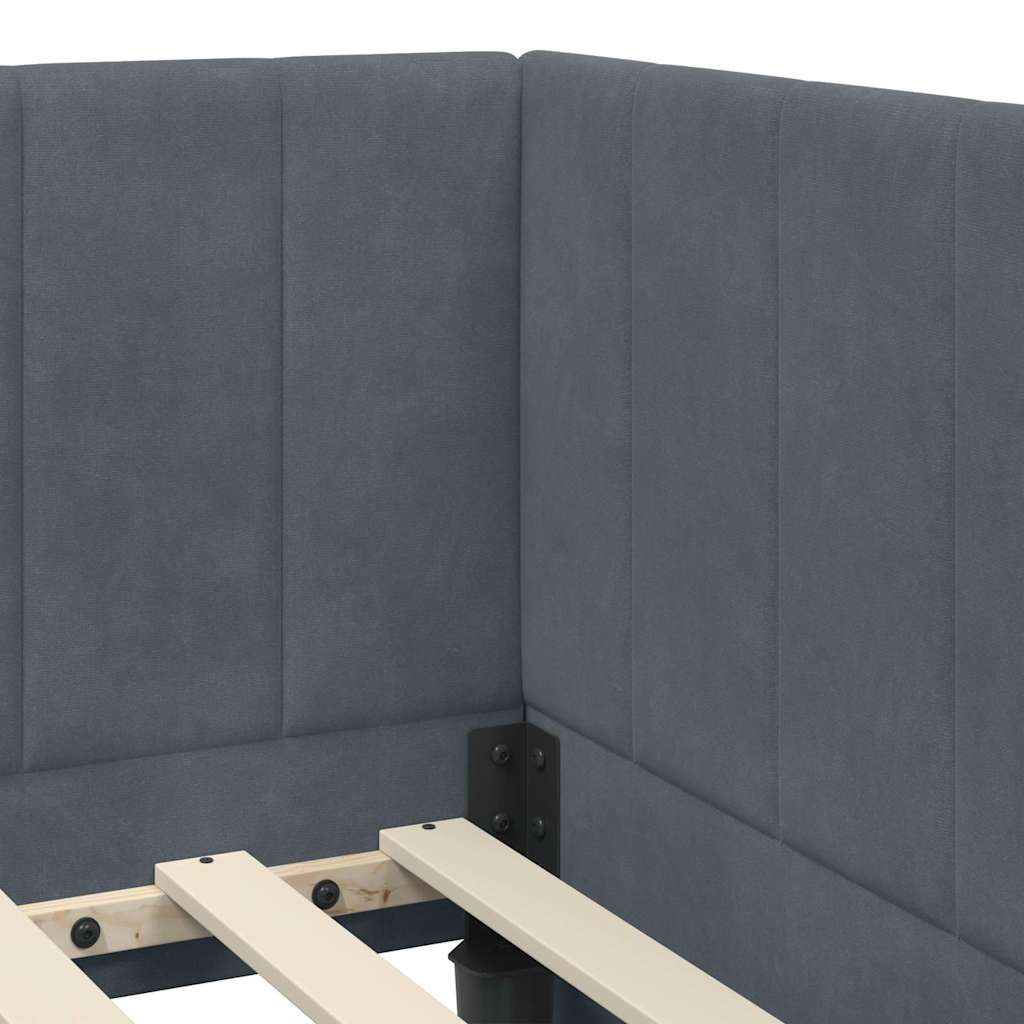 Hoekbedframe met Matras met hoofdeinde 2 pcs Grijs Fluweel – afbeelding 10