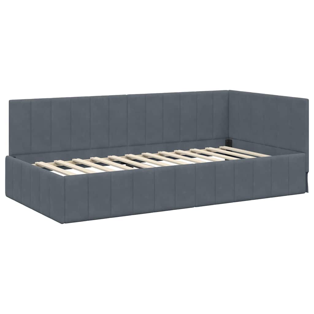 Hoekbedframe met Matras met hoofdeinde 2 pcs Grijs Fluweel – afbeelding 6