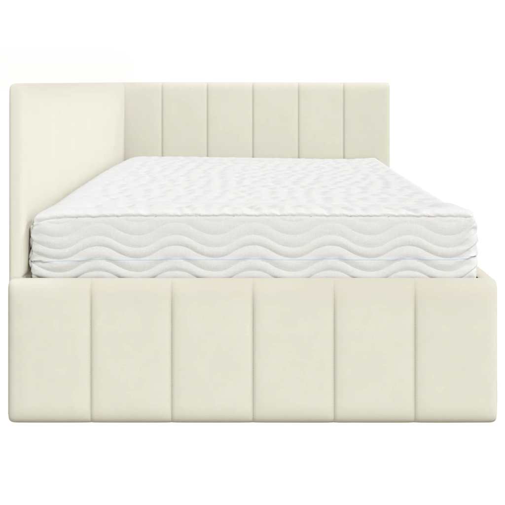 Hoekbedframe met Matras met hoofdeinde 2 st Crème Fluweel – afbeelding 8