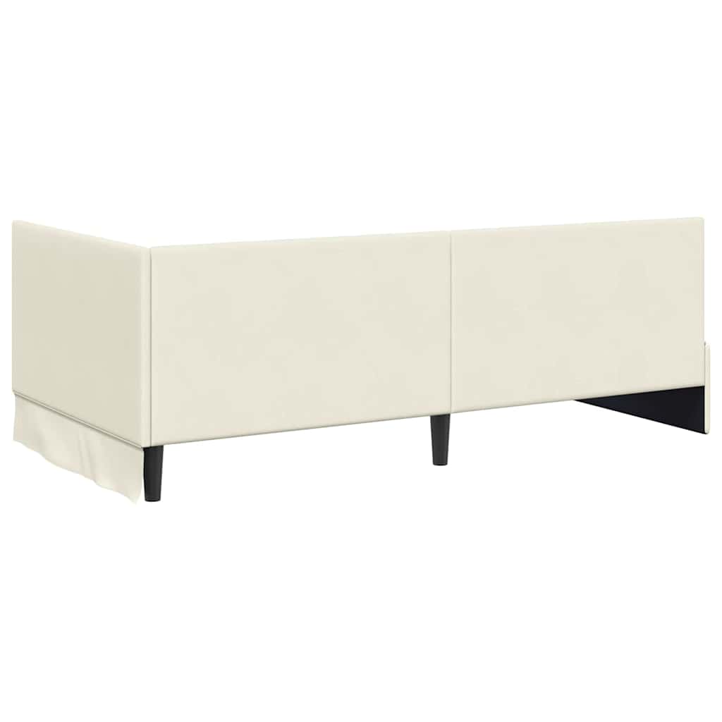 Hoekbedframe met Matras met hoofdeinde 2 st Crème Fluweel – afbeelding 9