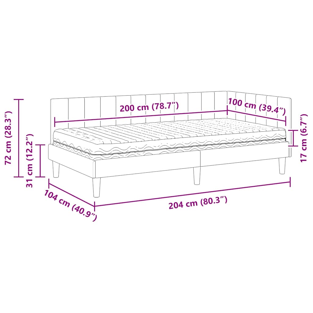 Hoekbedframe met Matras met hoofdeinde 2 pcs Grijs Fluweel – afbeelding 12