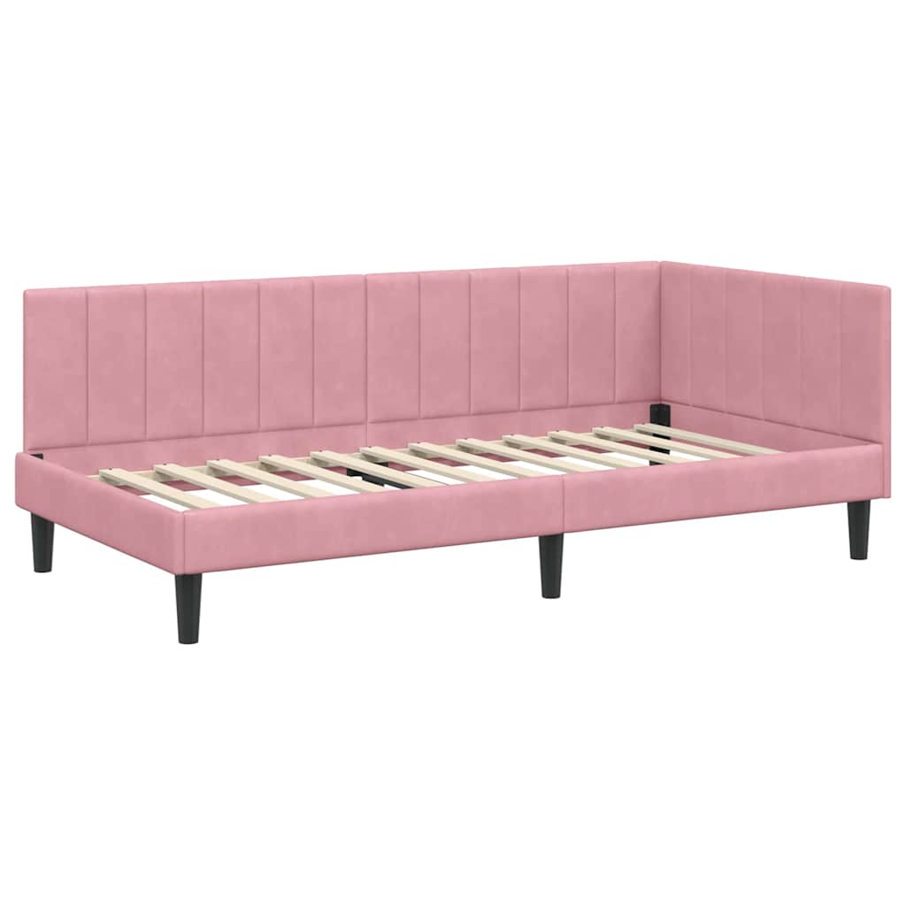 Hoekbedframe met Matras met hoofdeinde 2 pcs Grijs Fluweel – afbeelding 6