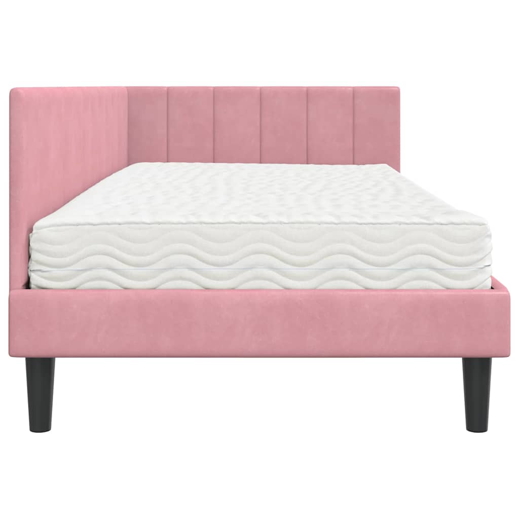 Hoekbedframe met Matras met hoofdeinde 2 pcs Grijs Fluweel – afbeelding 8