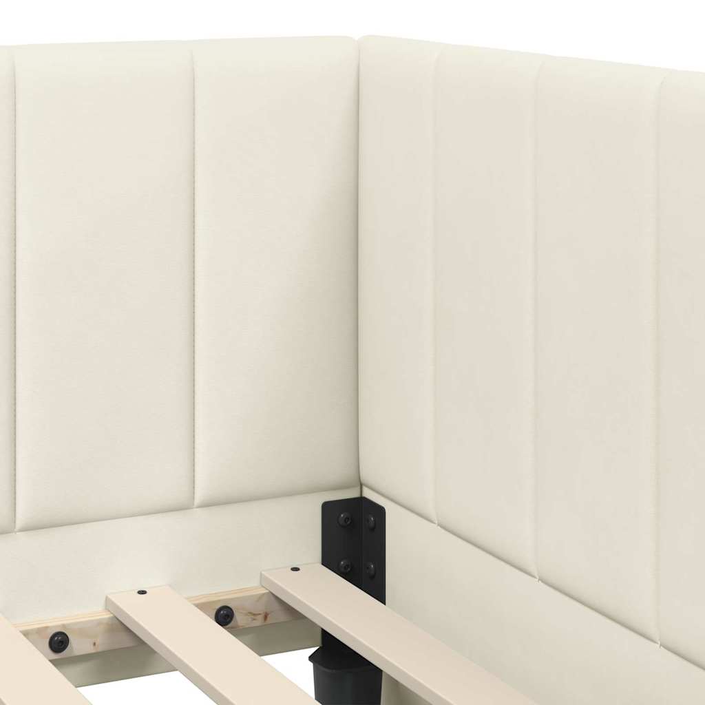 Hoekbedframe met Matras met hoofdeinde 2 pcs Crème Fluweel – afbeelding 10