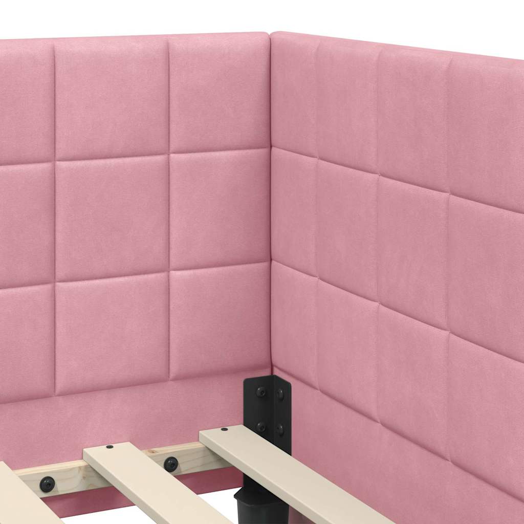 Hoekbedframe met Matras met hoofdeinde 2 pcs Grijs Fluweel – afbeelding 10