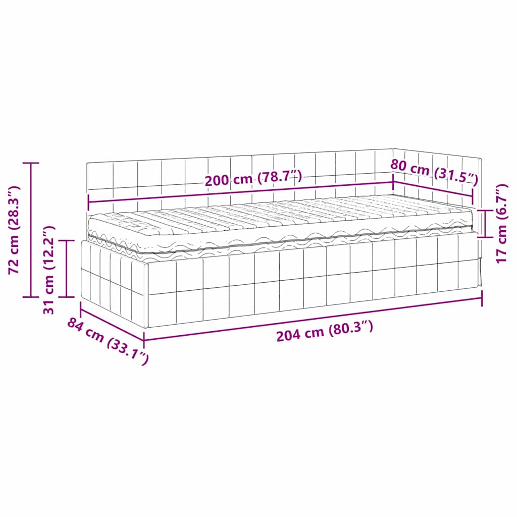 Hoekbedframe met Matras met hoofdeinde 2 pcs Grijs Fluweel – afbeelding 12