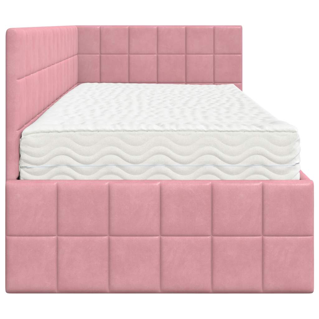 Hoekbedframe met Matras met hoofdeinde 2 pcs Grijs Fluweel – afbeelding 8