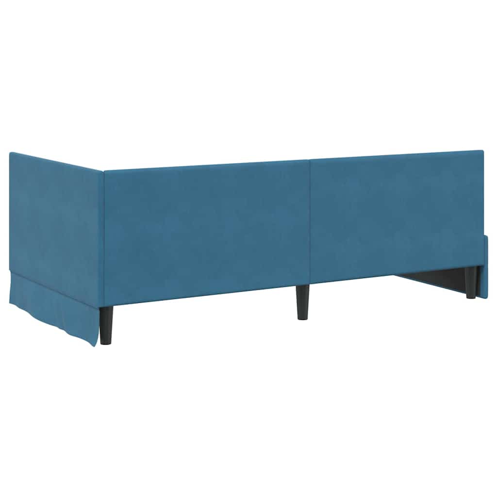 Hoekbedframe met Matras met hoofdeinde 2 pcs Blauw Fluweel – afbeelding 9
