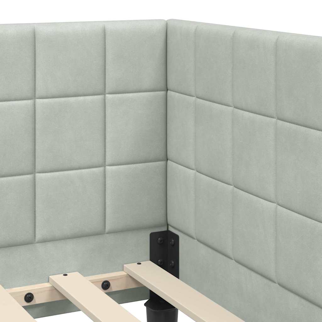 Hoekbedframe met Matras met hoofdeinde 2 pcs Lichtgrijs Fluweel – afbeelding 10