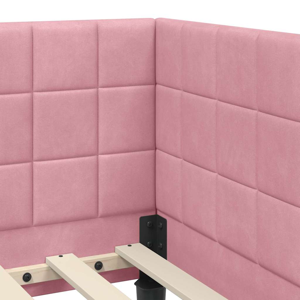 Hoekbedframe met Matras met hoofdeinde 2 st Grijs Fluweel – afbeelding 10