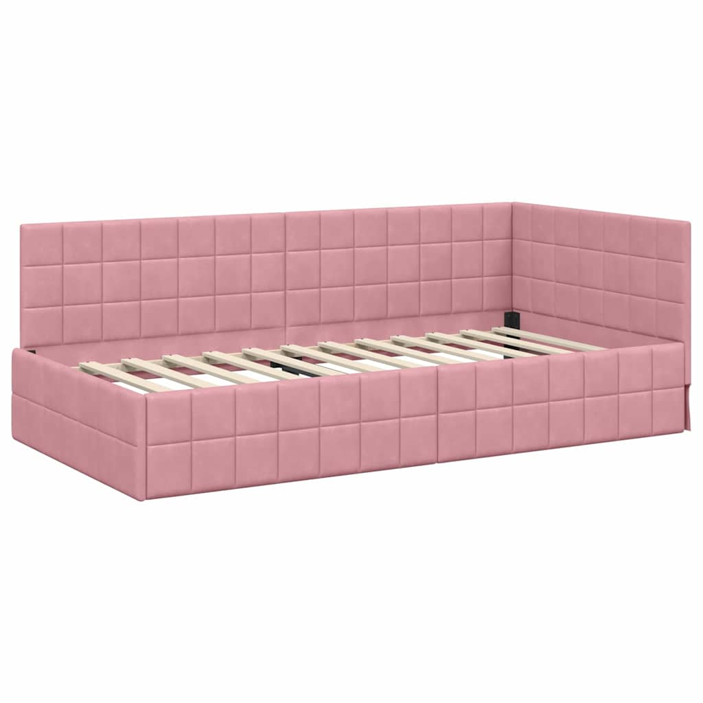 Hoekbedframe met Matras met hoofdeinde 2 st Grijs Fluweel – afbeelding 6