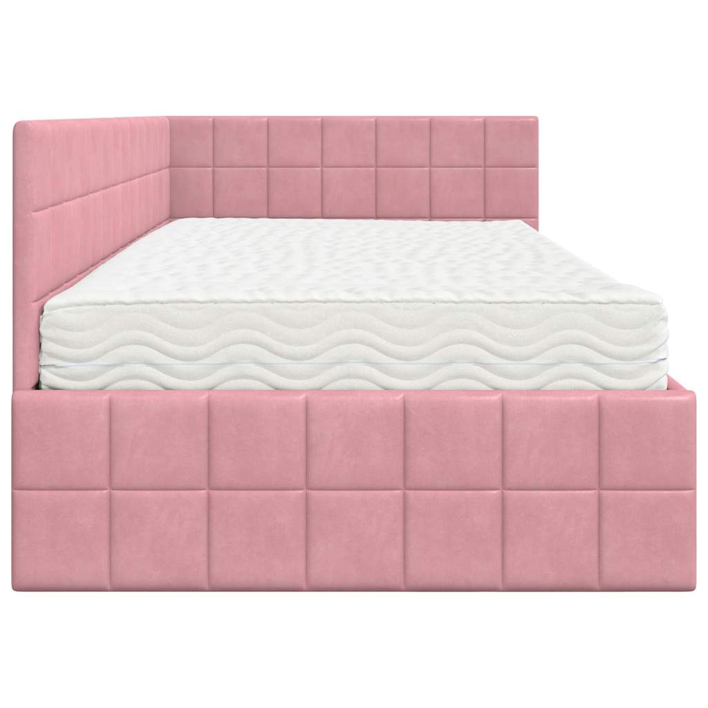 Hoekbedframe met Matras met hoofdeinde 2 st Grijs Fluweel – afbeelding 8