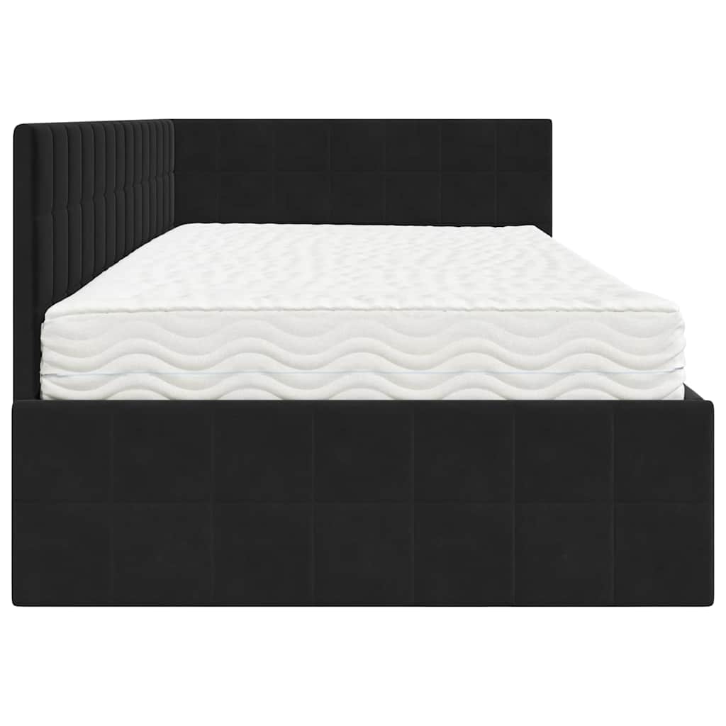 Hoekbedframe met Matras met hoofdeinde 2 pcs Zwart Fluweel – afbeelding 8
