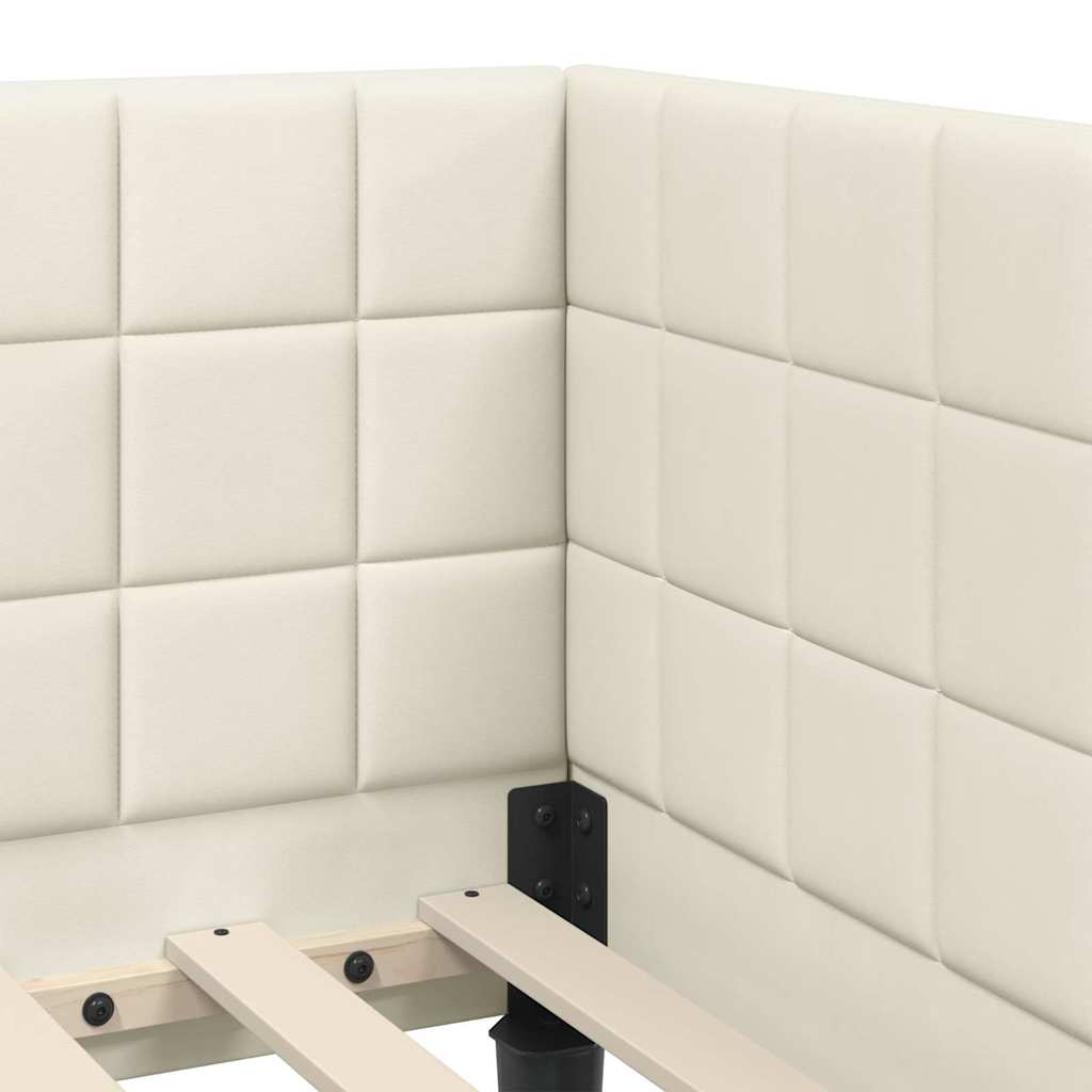 Hoekbedframe met Matras met hoofdeinde 2 pcs Crème Fluweel – afbeelding 10