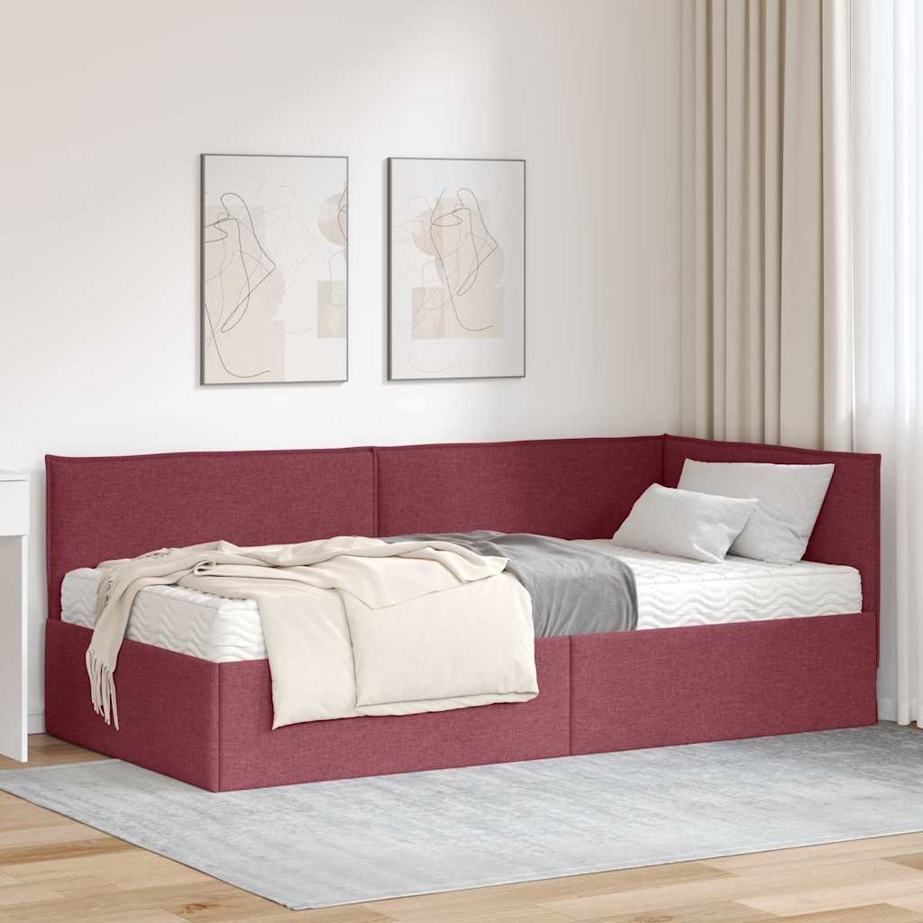 Hoekbedframe met Matras met hoofdeinde 2 pcs Grijs Fluweel – afbeelding 1
