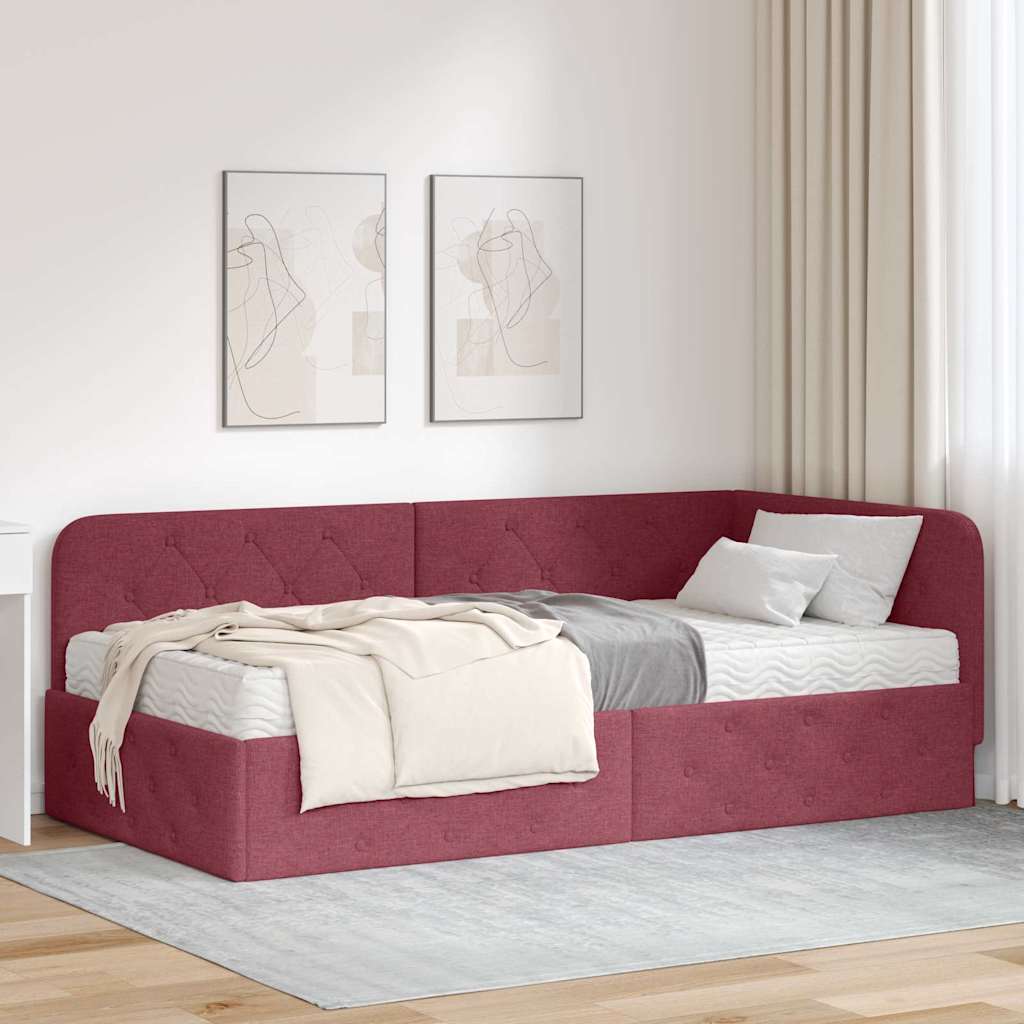 Hoekbedframe Wijnrood 90 x 190 cm Stof