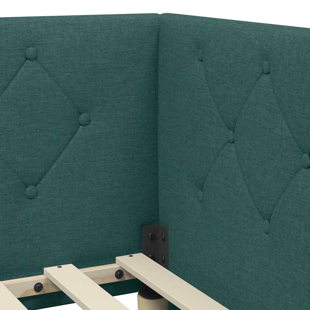Hoekbedframe Donkergroen 90 x 200 cm Stof – afbeelding 10
