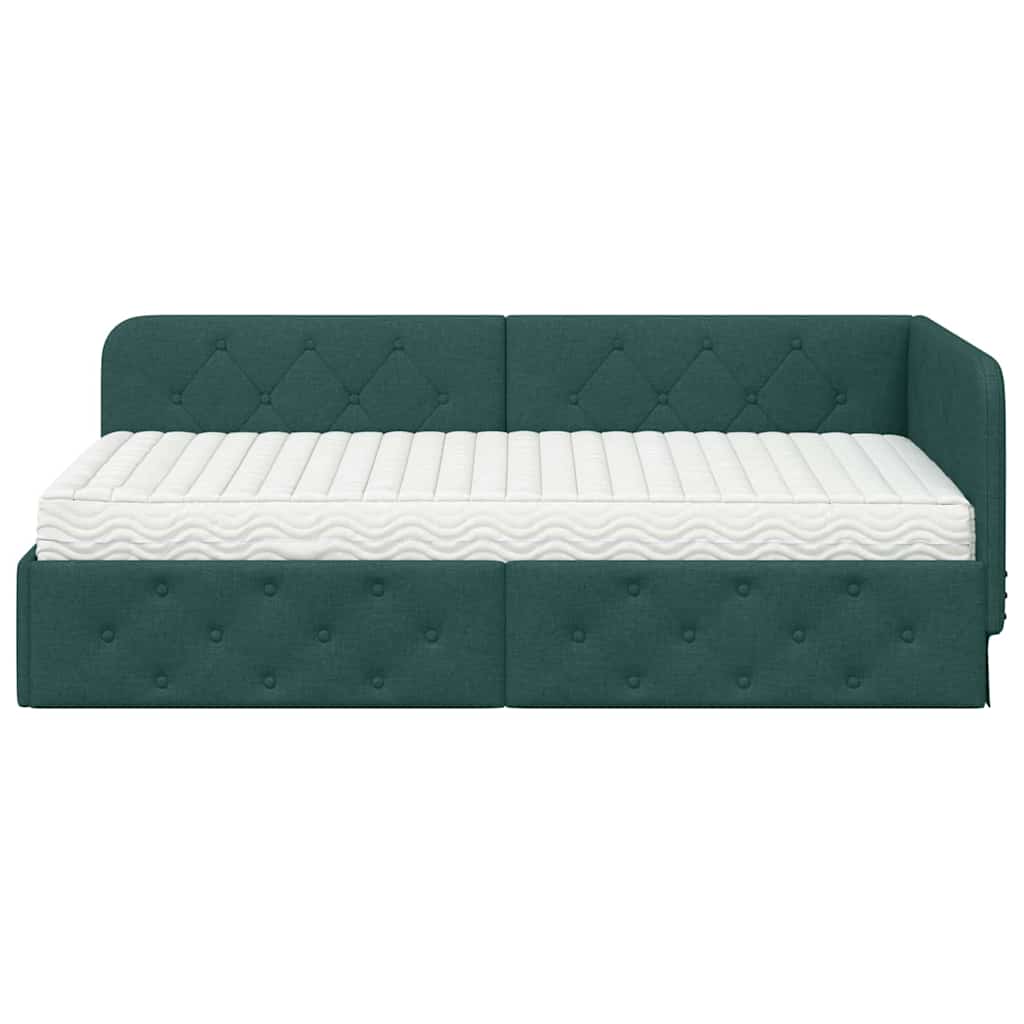 Hoekbedframe Donkergroen 90 x 200 cm Stof – afbeelding 5