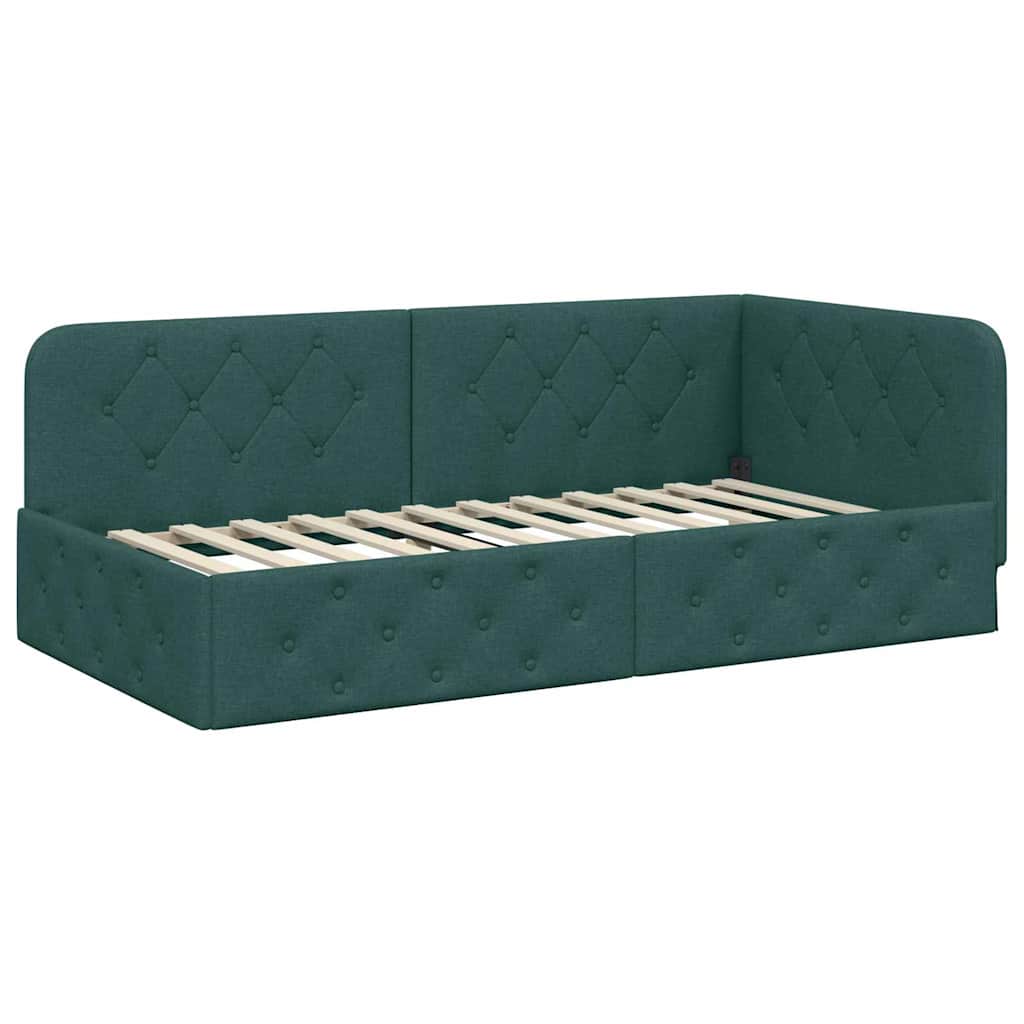 Hoekbedframe Donkergroen 90 x 200 cm Stof – afbeelding 6